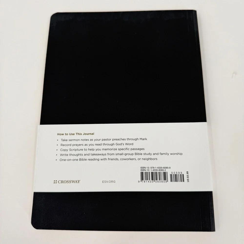Crossway ESV Scripture Journal Gospel of Mark Paperback Black Gold Foil Bible